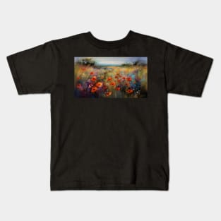 Poppy field and wildflowers Kids T-Shirt